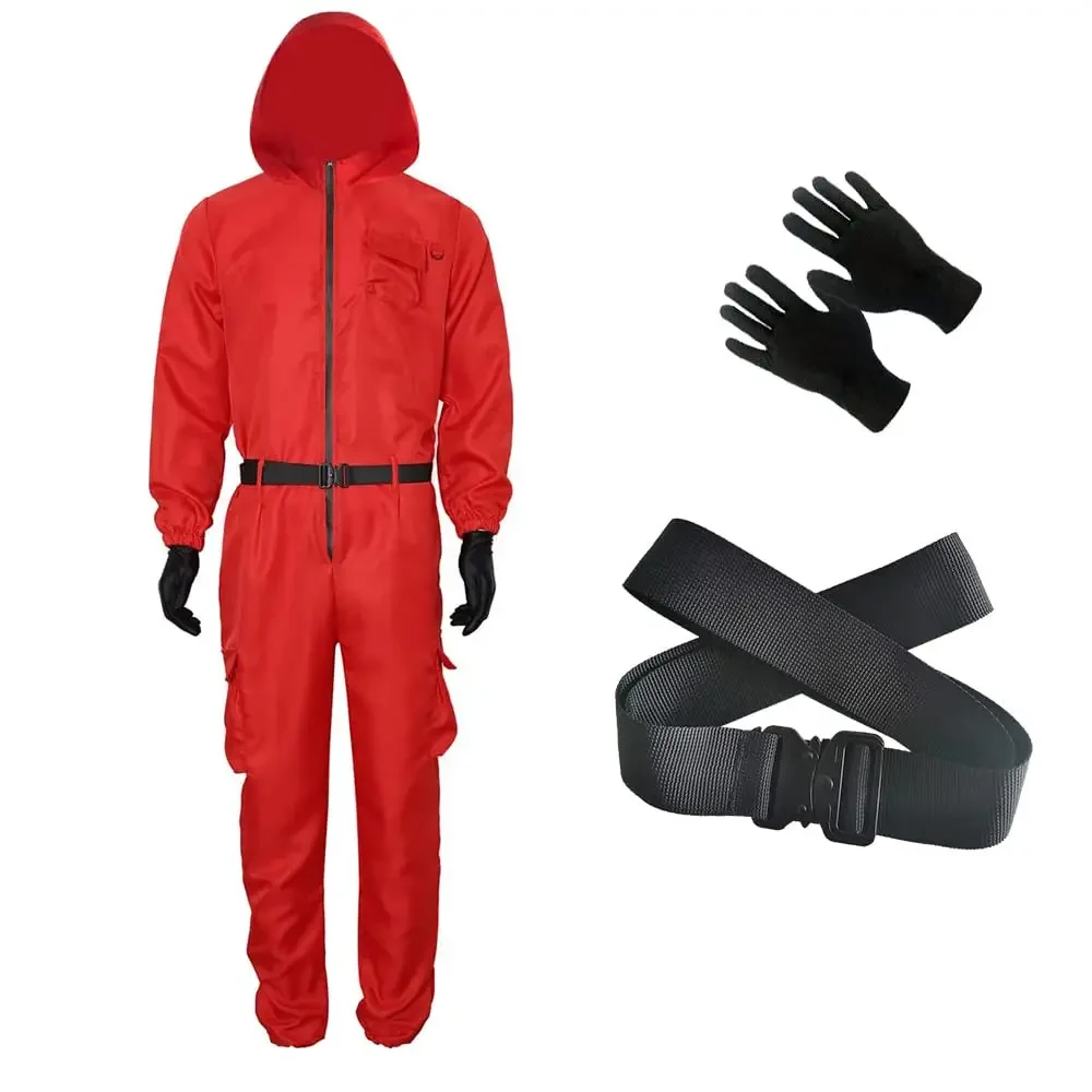 

South Korean Movie Villain Red Jumpsuit Cosplay Costume Bodysuit Adult Men Full Set Halloween Carnival Party Clothes Role Play