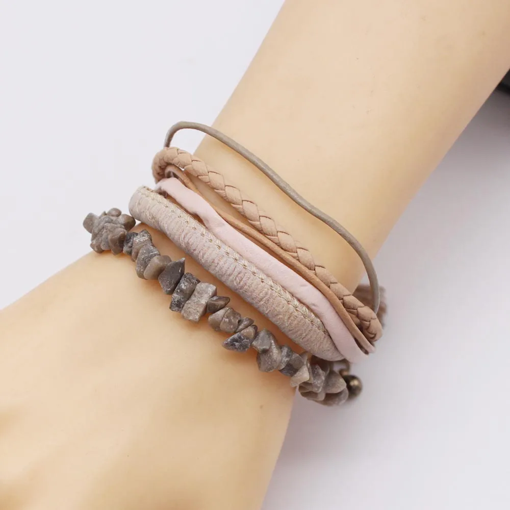 Fashion Multilayer Punk Leather Bracelets for Women Concise Trendy Accessories Multicolor Wrap Bracelet Female Jewelry Gift