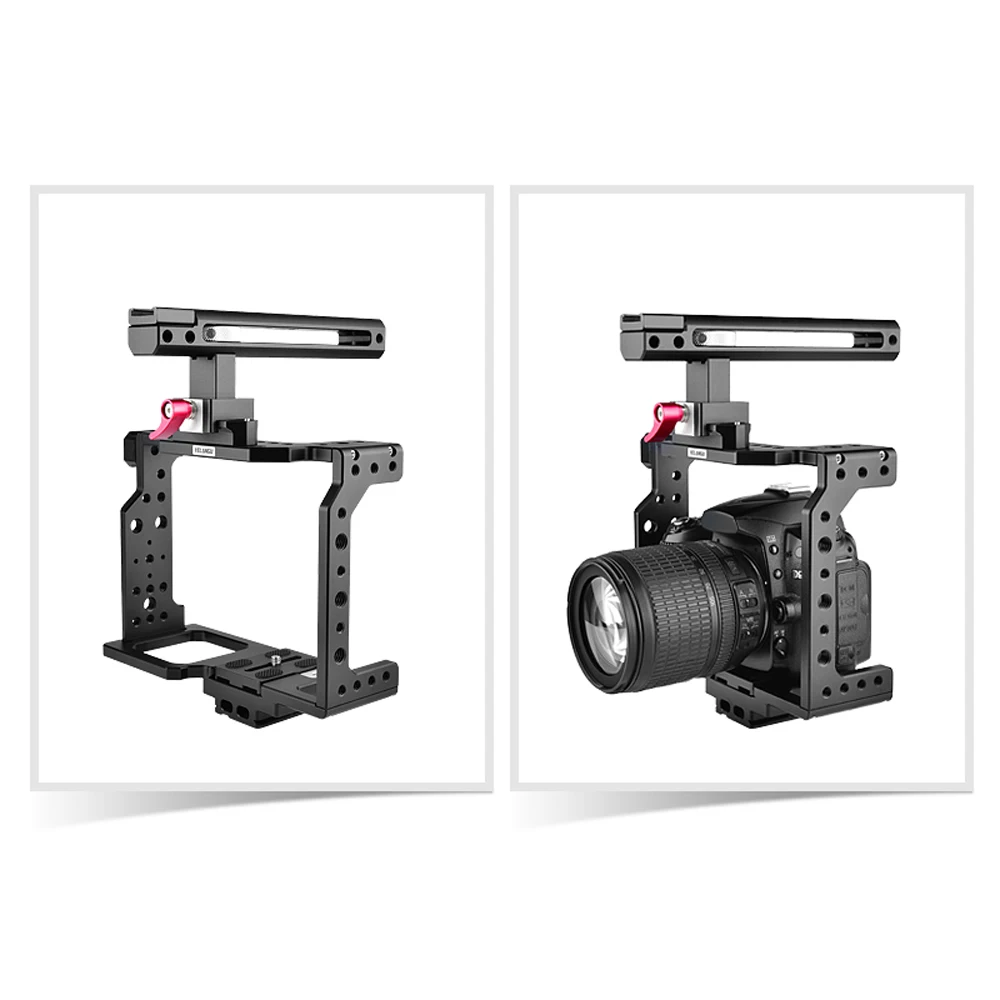 Yelangu Universal C8 Camera Cage Rig Kit with Handle for Sony Canon Panasonic DSLR with Cold Shoe Mount Quick Release Plate