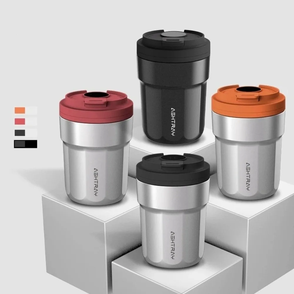 New Coffee Cup Style Car Ashtray 7 Color LED Light with Lid Garbage Storage Cup Metal Lining ABS Shell Car Ash Holder Car