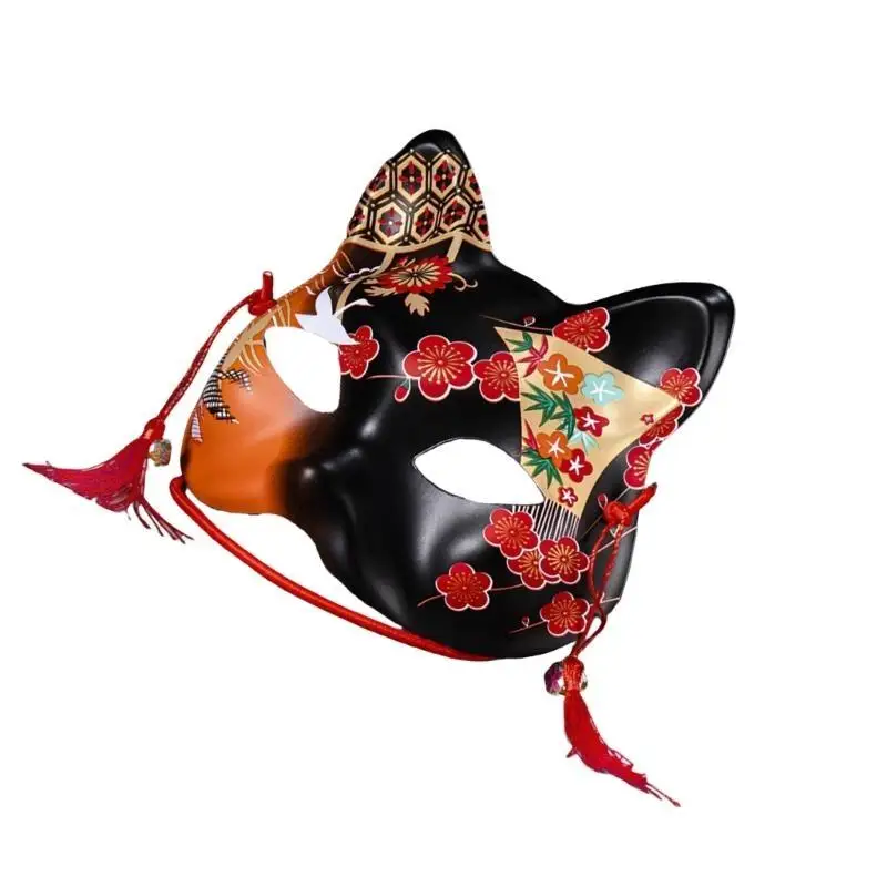 652F Hand Painted Foxes Mask Halloween Animal Mask Masquerade Decoration Mask Halloween Costume Accessories for Men Women