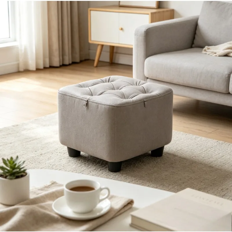 Versatile Stool Bench Footrest Ottoman, Compact Low Seat with Sturdy Construction, for Living Room, Bedroom, Entryway, Office