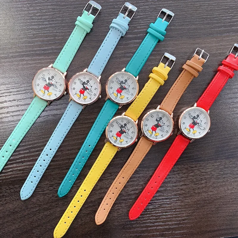 Relojes de lujo para mujer, reloj de cuarzo con dibujos animados de Mickey, reloj de pulsera Simple para mujer y Niña