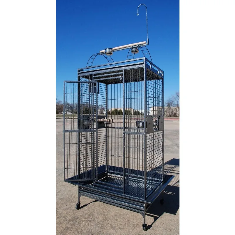 Large Double Ladders Open Play Top Wrought Iron Bird Parrot Parakeet Finch Macaw Cockatoo Cage, Include Seed Guard, Customized