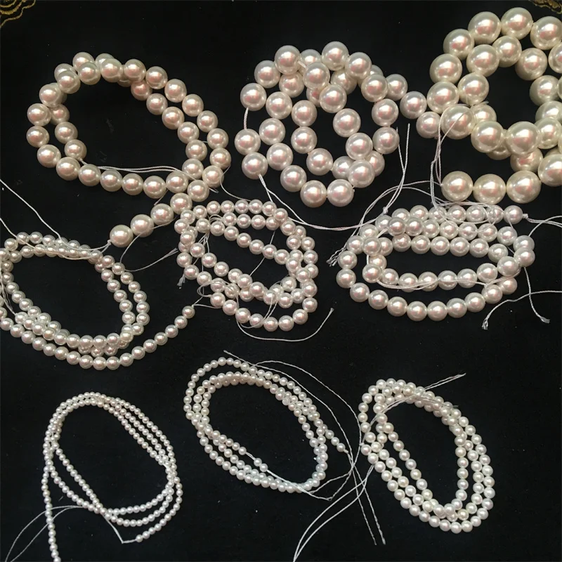 

2strip 3-20mm Natural White Shell Pearl Beads Black Gray Yellow Round Loose Bead Strand For Jewelry Making DIY Necklace Bracelet