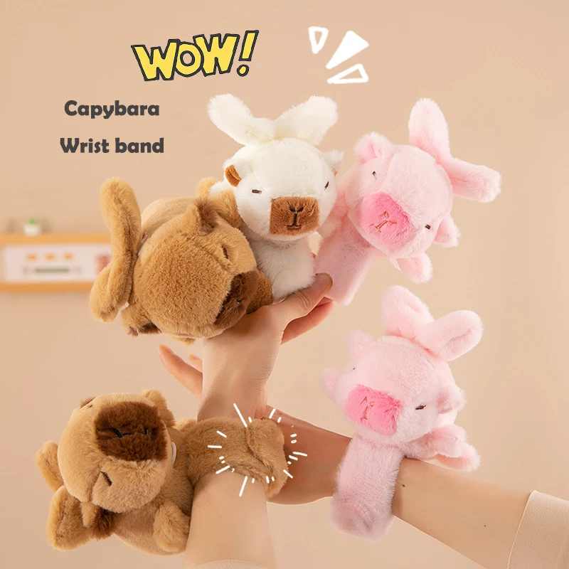 Capybara Clap Circle Plush Doll Bracelet Wings Move Multipurpose Bag Strap Decoration Fun Pop Children's Wrist Clap Circle Gift