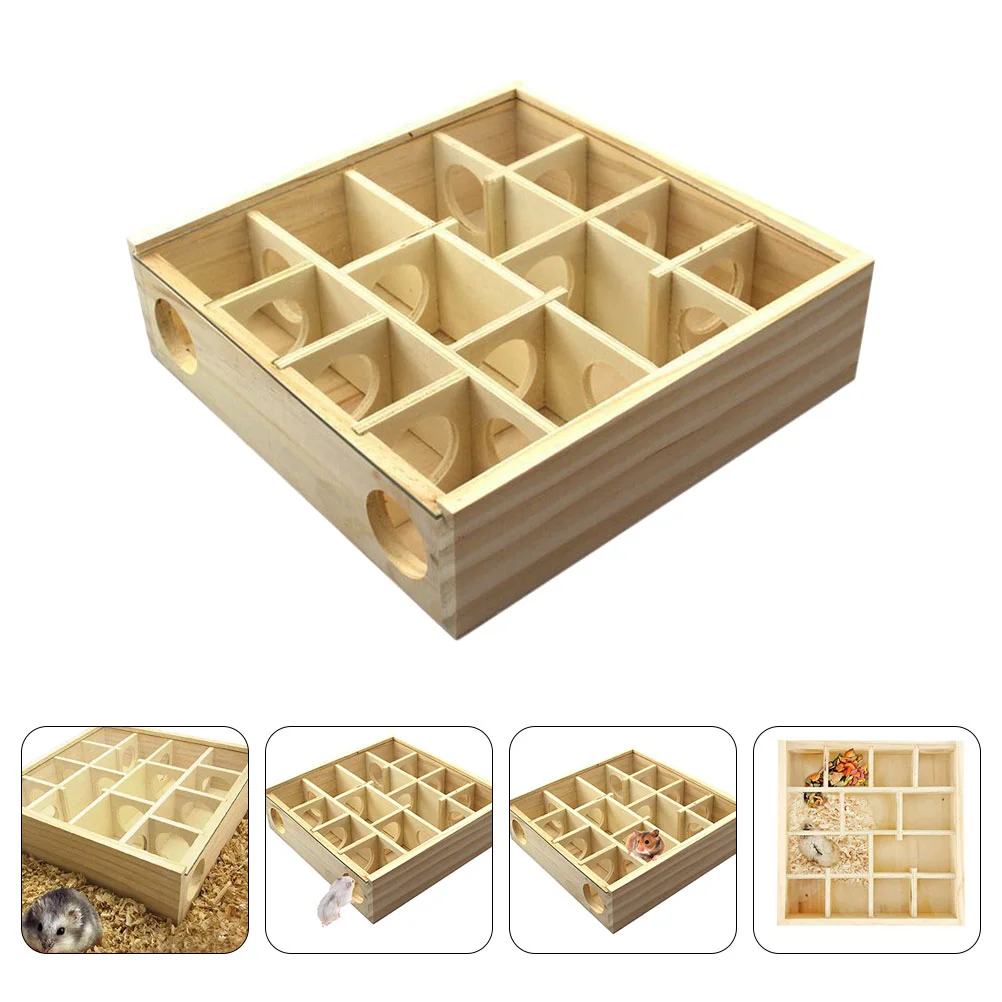 

Log Hamster Maze Wooden Playset Multi-grid Chinchilla Cage Household Mouse Interesting Toy Wear-resistant Tunnel