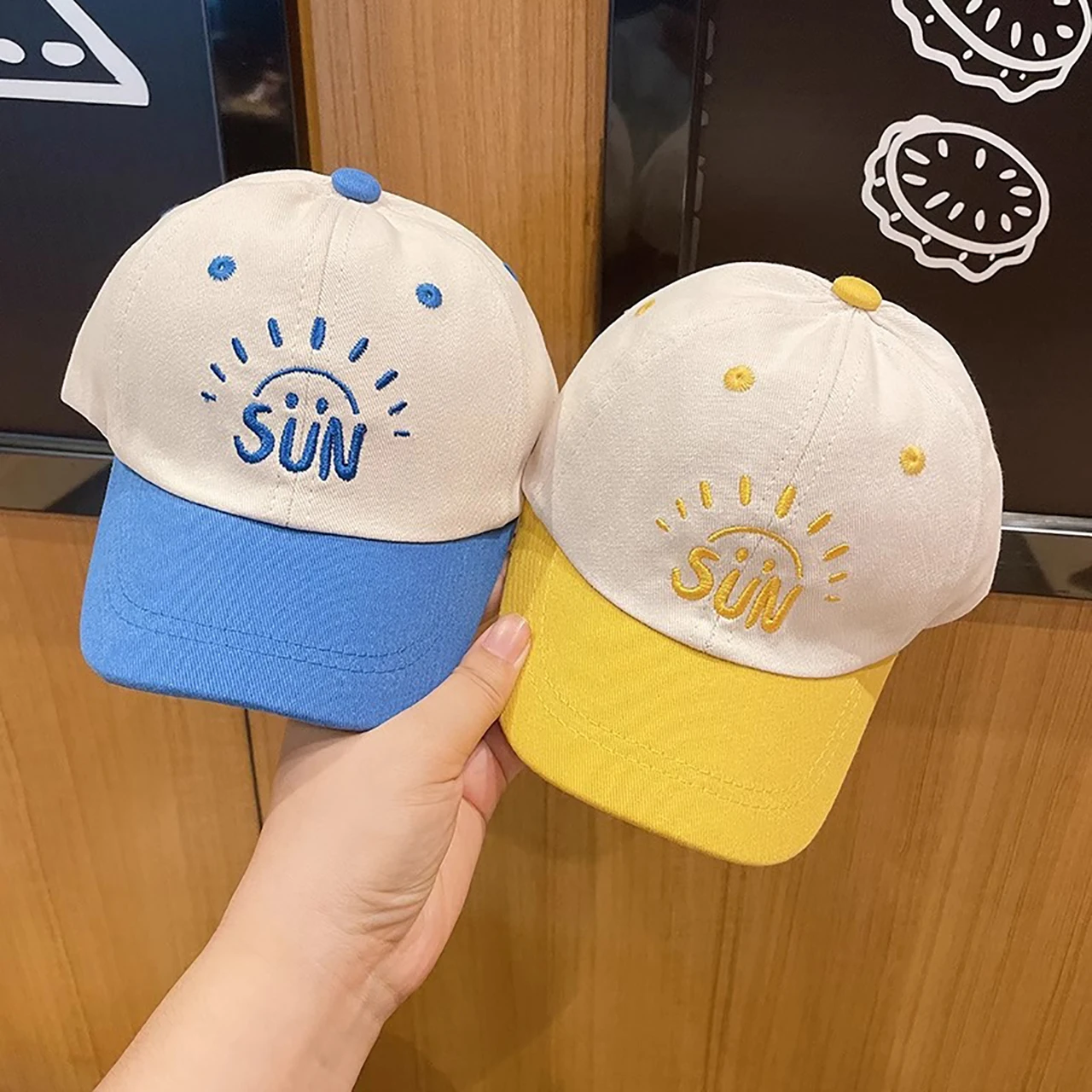 

Color Block Kids Baseball Hat Fashion Children Duck Tongue Cap Letter Embroidery Baby Duckbill Hats 1-5Year Boy Girl Sun Visors