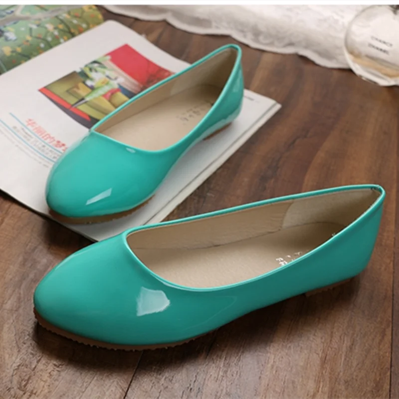 Women Yellow Purple Flats Hand-Made Deep Green Slip-Ons Wide Fits Mujer De 48 33 Round Toe Shiny Tacon Daily Shoes New Arrivals