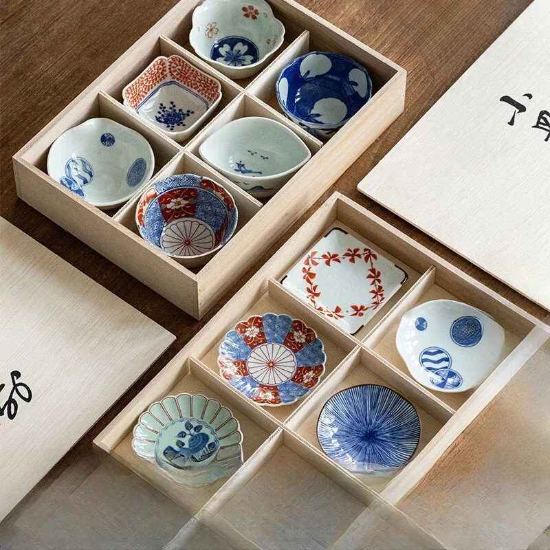 

Blue and white ceramic dipping bowl set, Japanese-style household Japanese-style cooking saucer