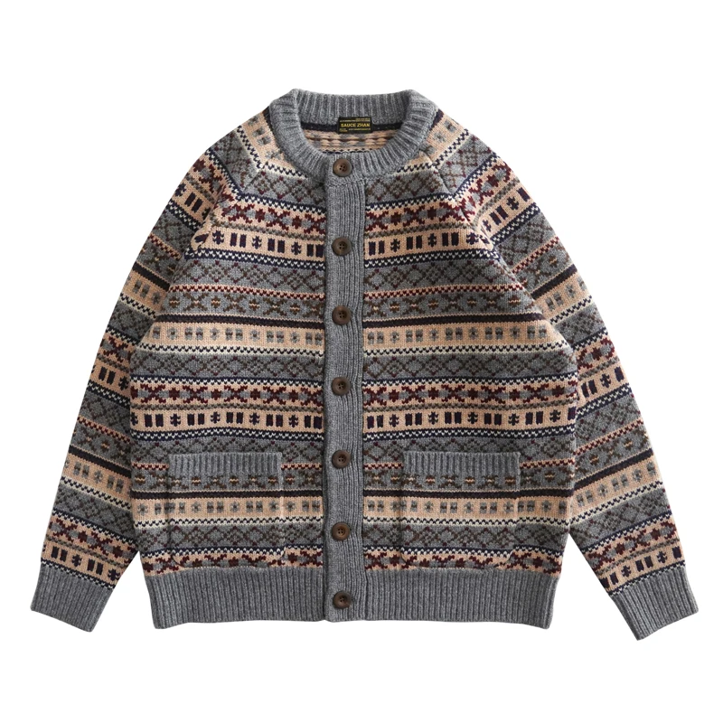 High-end Camere Long Sve Knitted Sweater Coat for Men Vintage Sle Ame K Sle Button up Cardigan Warm And Comfortable