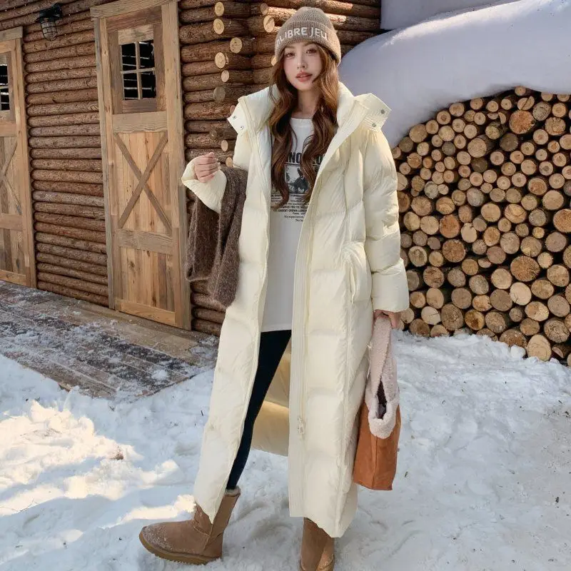 2025年冬新作 レディース ダウンジャケット 通勤用 フード付き ロングパーカー ダウンジャケット