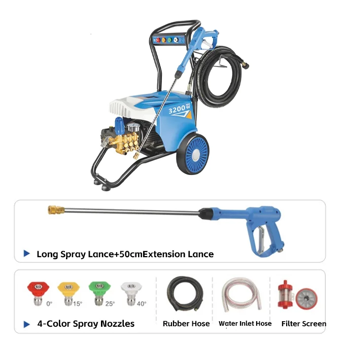 Electric New 3200W Heavy Duty High Pressure Cleaner With 4 Spray Nozzles & Extension Lance-for Car Wash Industrial & Home Use