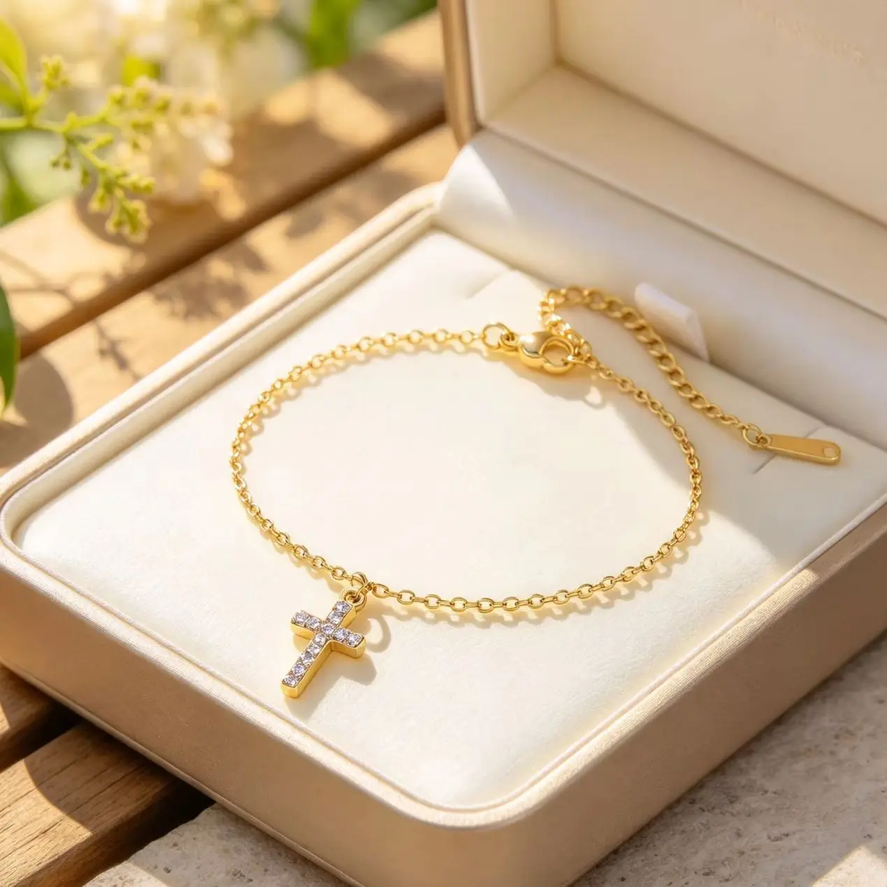 Lucktune Cross With Zircon Charm Bracelet Stainless Steel Women's Hand Bracelet Religious Amulet Jewelry Faith Daily Gift Sale