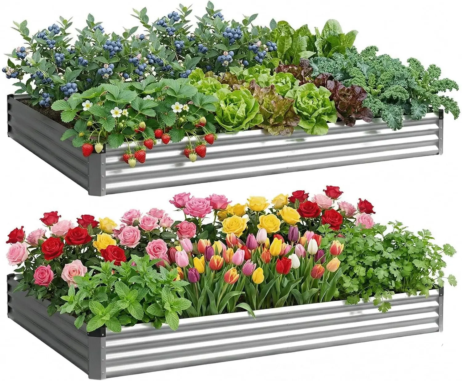 

2PCS 6x3x1 FT Rectangle Metal Raised Garden Bed Kit, Elevated Garden Planter Box Outdoor, Large Planters for Outdoor Pla