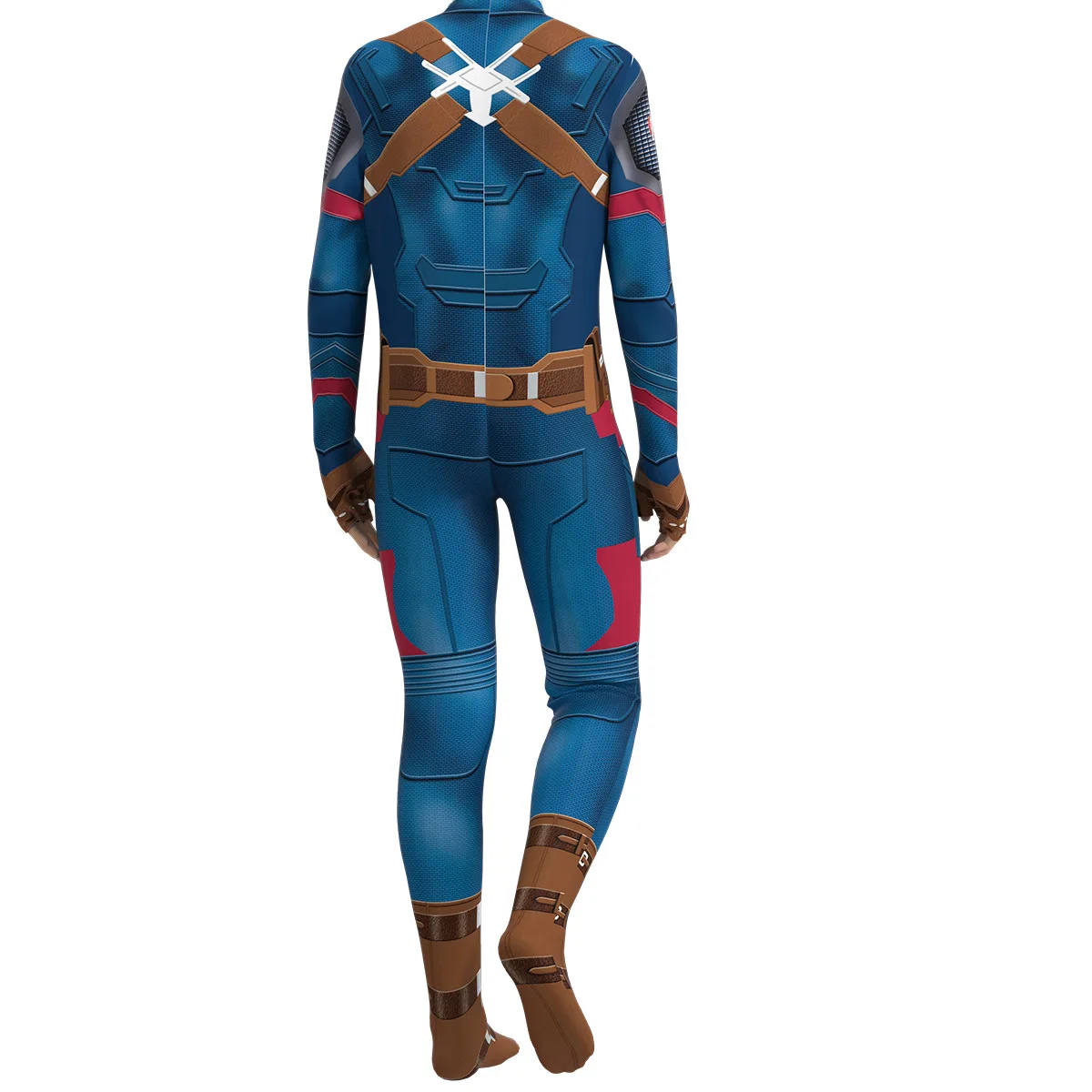 Captain America Jumpsuits Cosplay Halloween Costume Adult Kids Long Sleeve Bodysuit Superhero Costumes