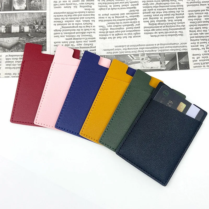 Engrave Initials PU Leather Card Bag Business Luxury ID Card Holder With Sticker Phone Back Wallet Pouch Purse Wholesale Gift