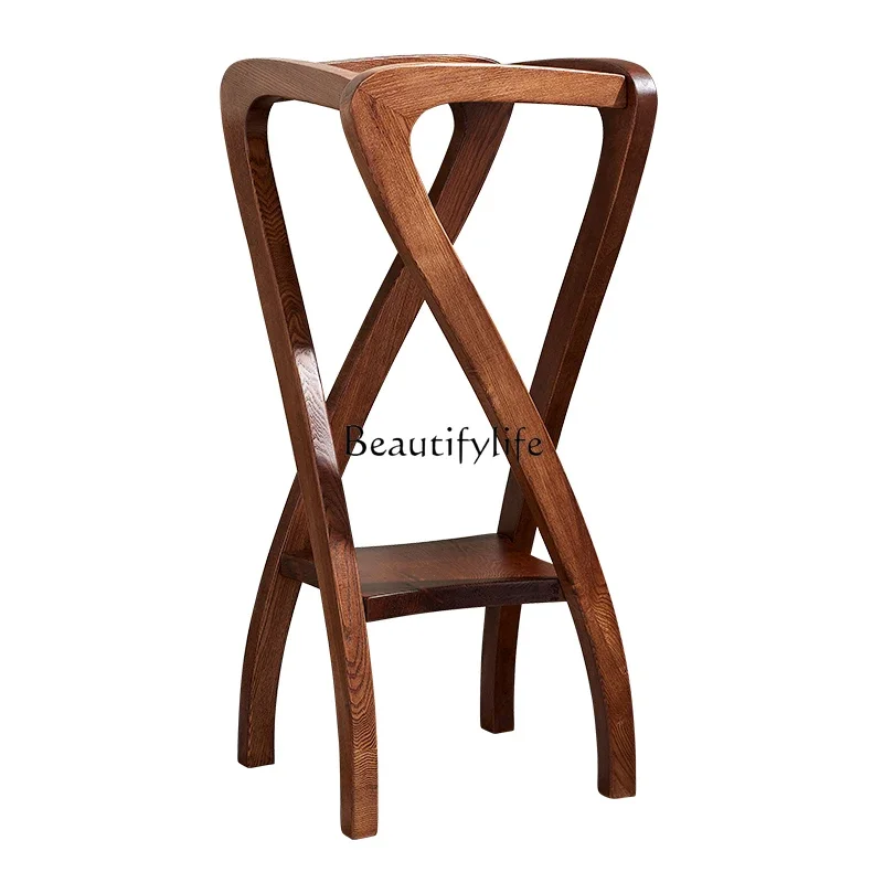 

American solid wood floor-to-ceiling flower stand New Chinese-style household wooden living room balcony flower table