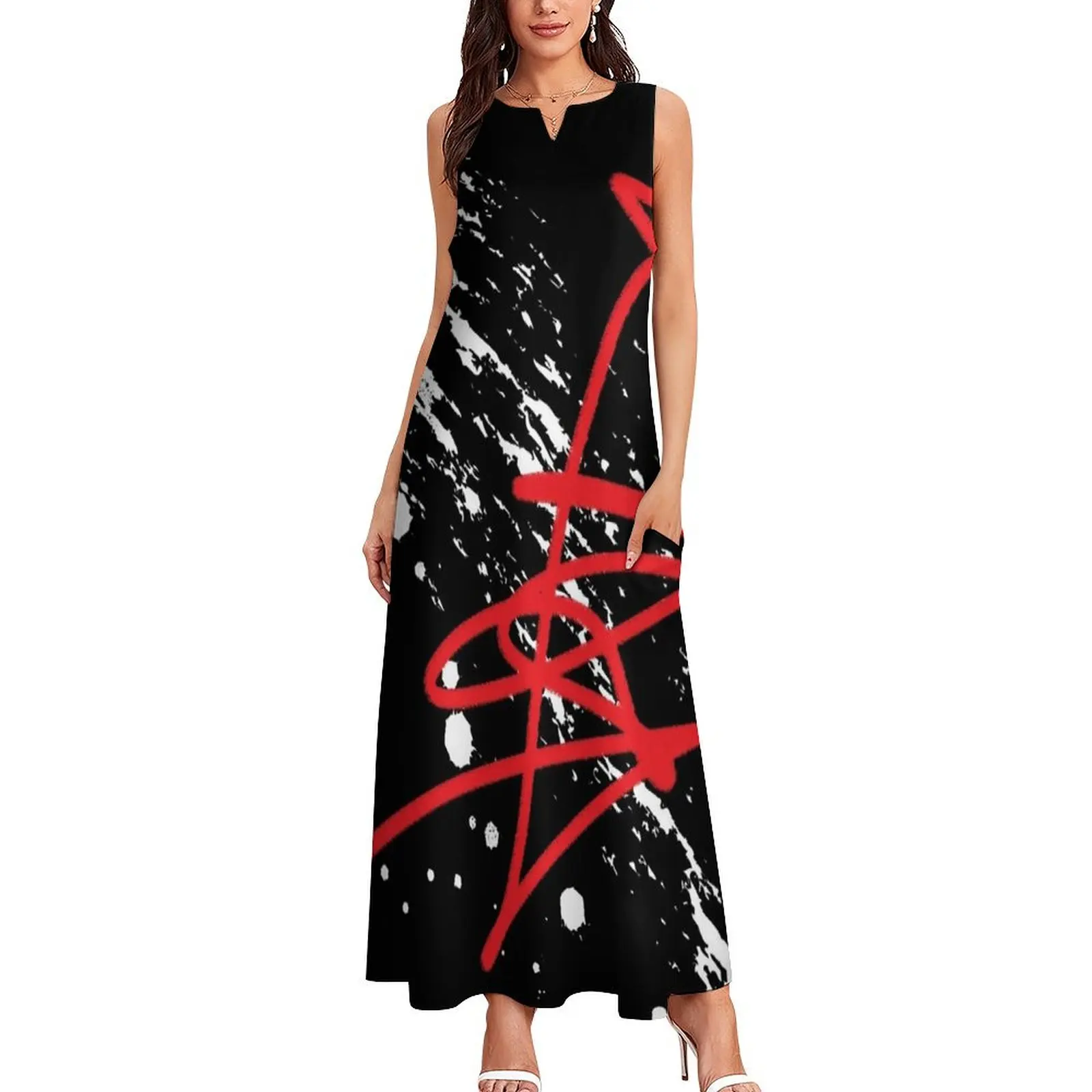 Down With The Splatter Long Dress Clothing female evening dress woman