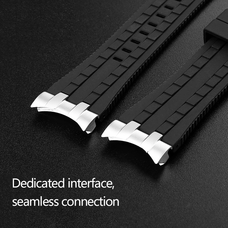 24mm Rubber Curved End Watchband For Citizen Sky Eagle JY8051-08E Y8051-08 JY8058 JY8059 JY8068 Bracelet Steel End Link Strap