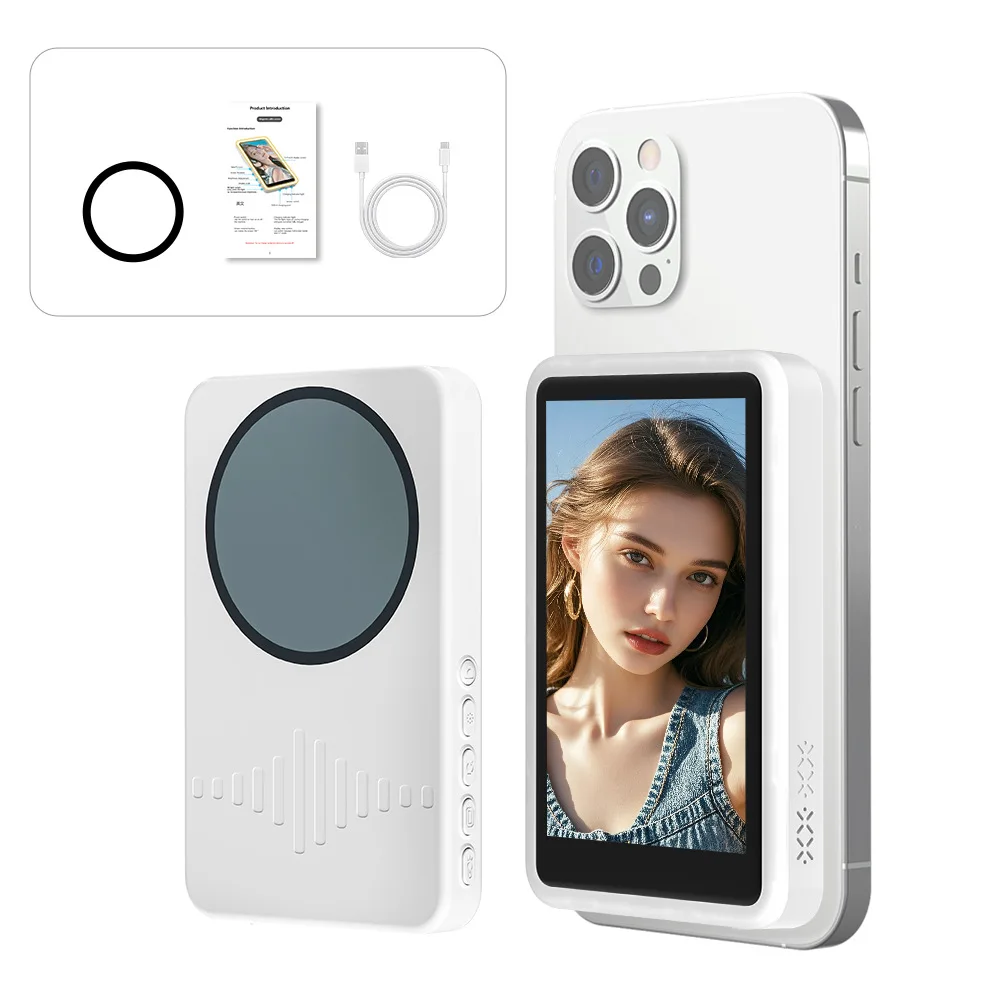 Mobile phone selfie same screen device Magnetic wireless display mobile phone rear camera fill light  photo button  zoom  sound