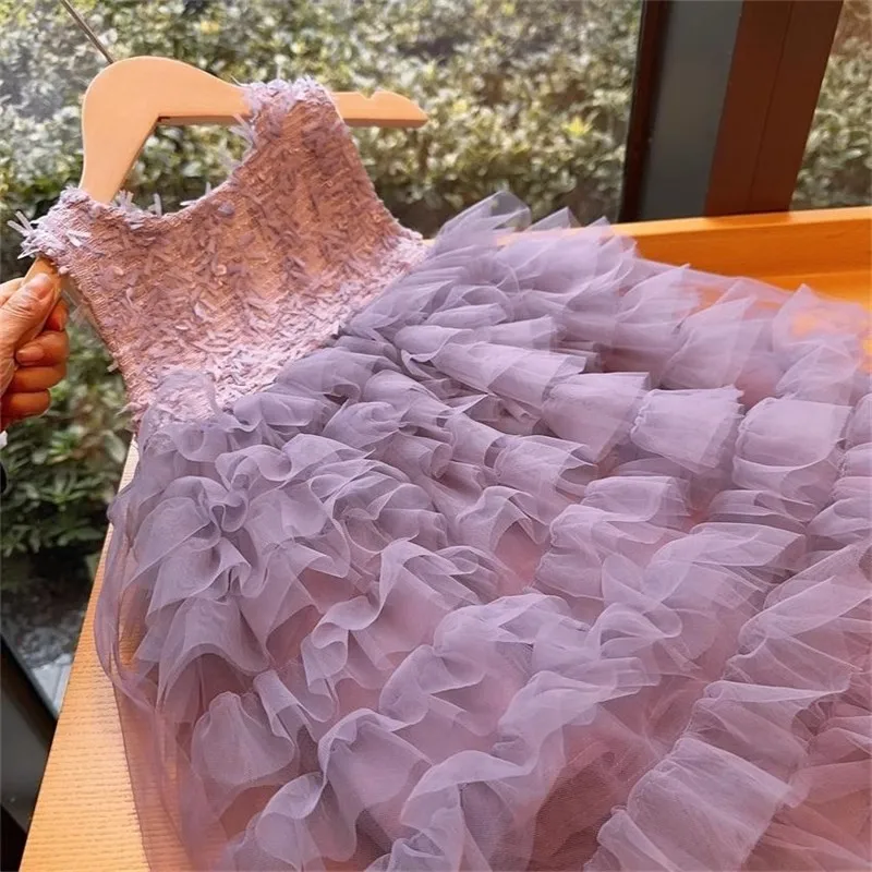 

TOY-Girls' Winter Dress with Fleece, Stylish Children's Performance Vest Dress, Baby Girl's Autumn Winter Formal Princess Dress