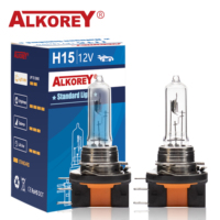 Alkorey 2PCS H15 12V 15/55W Clear Auto Headlight Bulbs Warm White 3350K Car Lights Driving Lamp Halogen Lamps