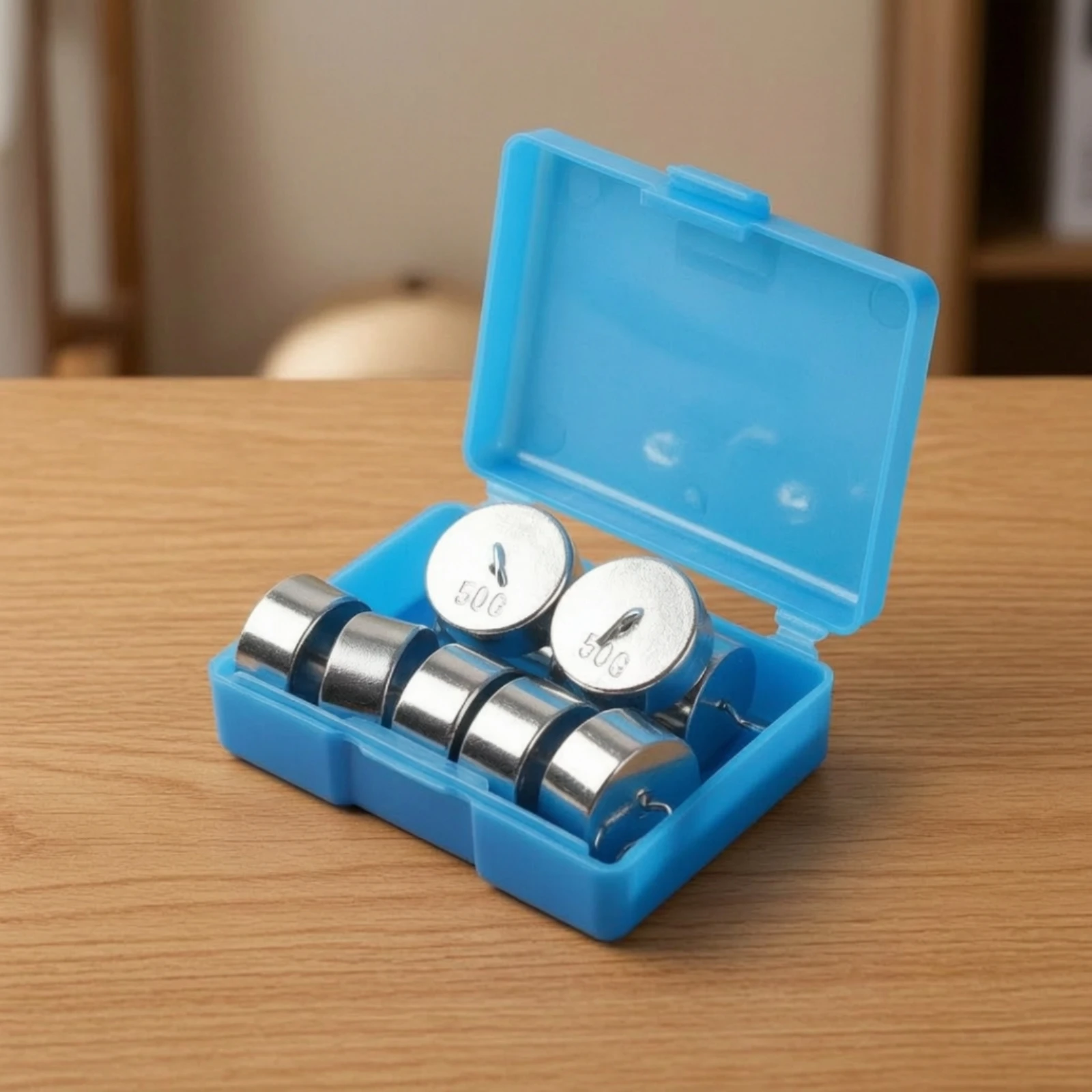 Hook Weights with Storage Case Silver-Colored Hook Weights with Storage Box Compact Accurate for Students, Classroom