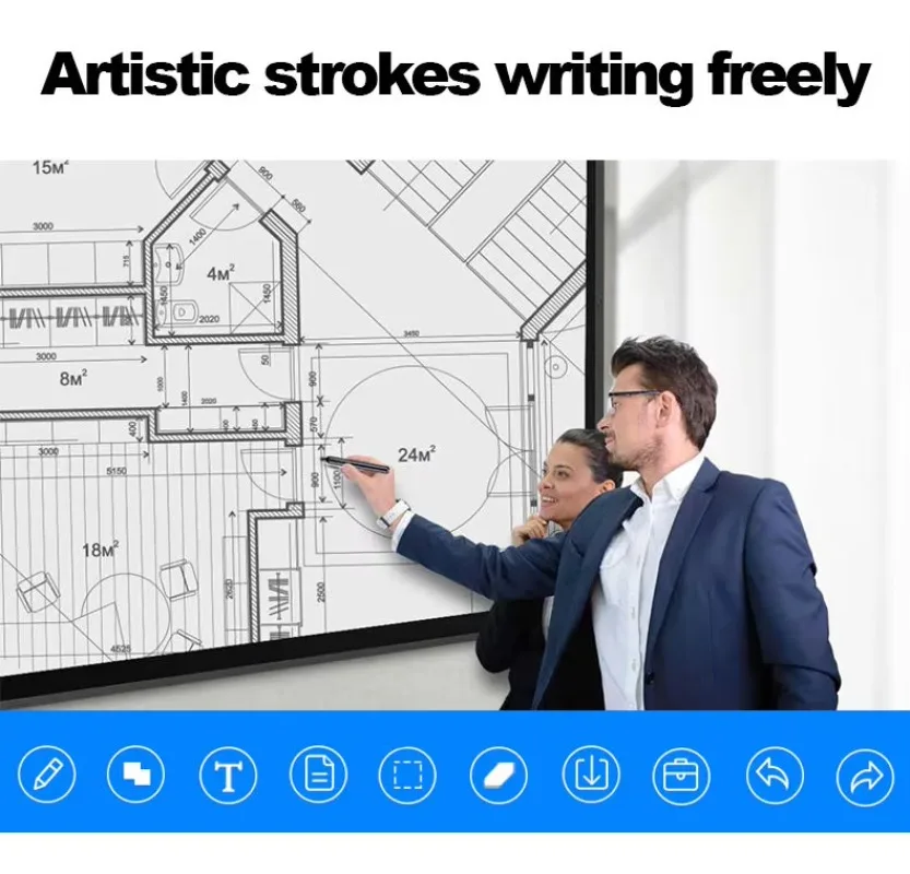 Movable Stand 55-Inch 4K 16:9 Interactive Digital Monitor Multi-Touching Screen Smart Board Electronic Whiteboard Flat Panel 1
