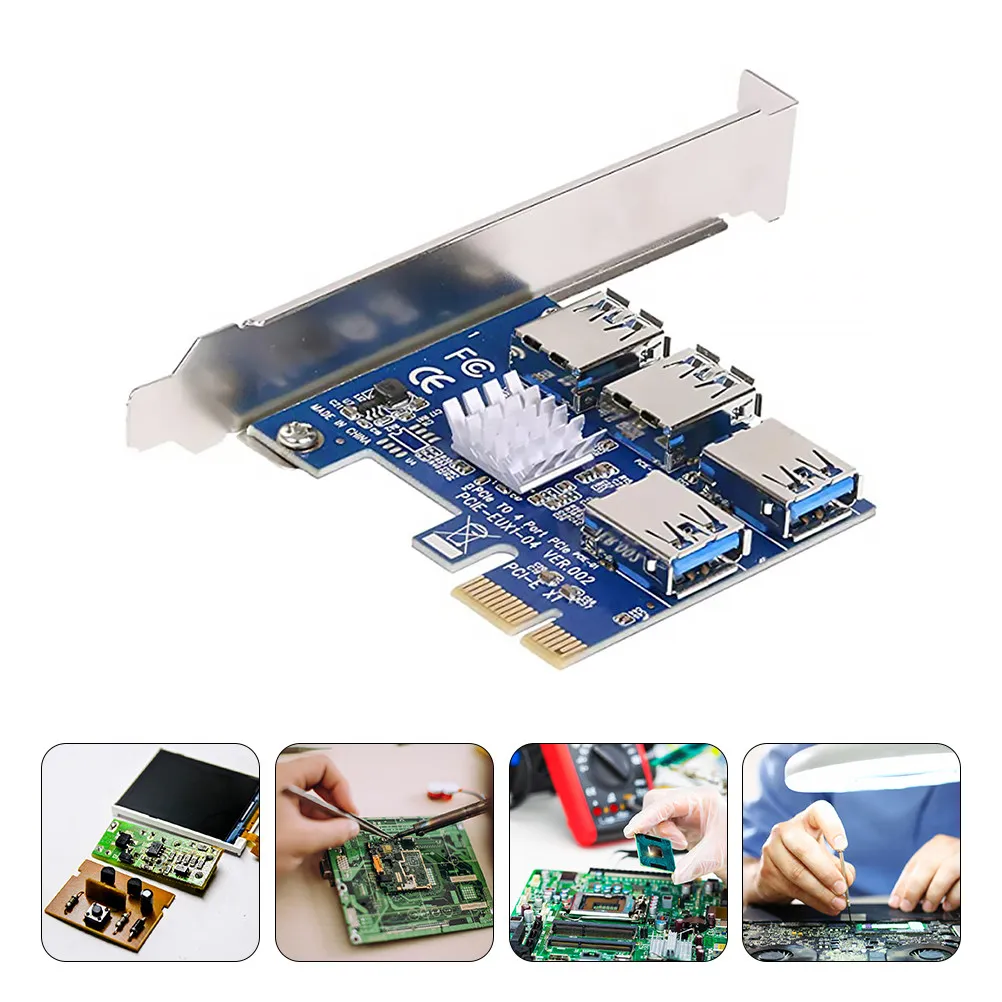 

Pci-E Extension Adapter Riser Card with Gold-Plated Contacts Stable Power Capacitors Secure Graphics Water Baffle Pci