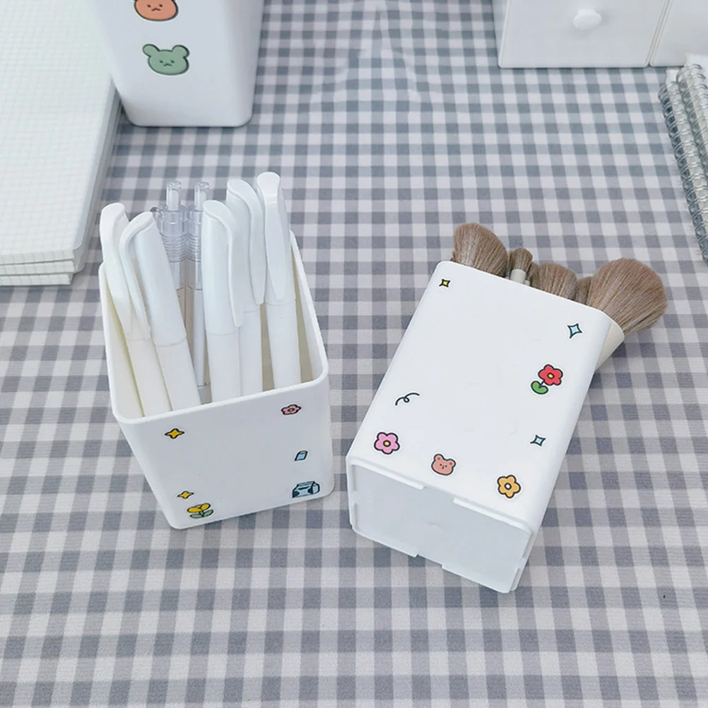 4 قطعة حامل قلم بلاستيكي سعة كبيرة منظم مكتب لمكتب المنزل حاوية تخزين قلم رصاص منظم فرشاة للمكياج كوب #4