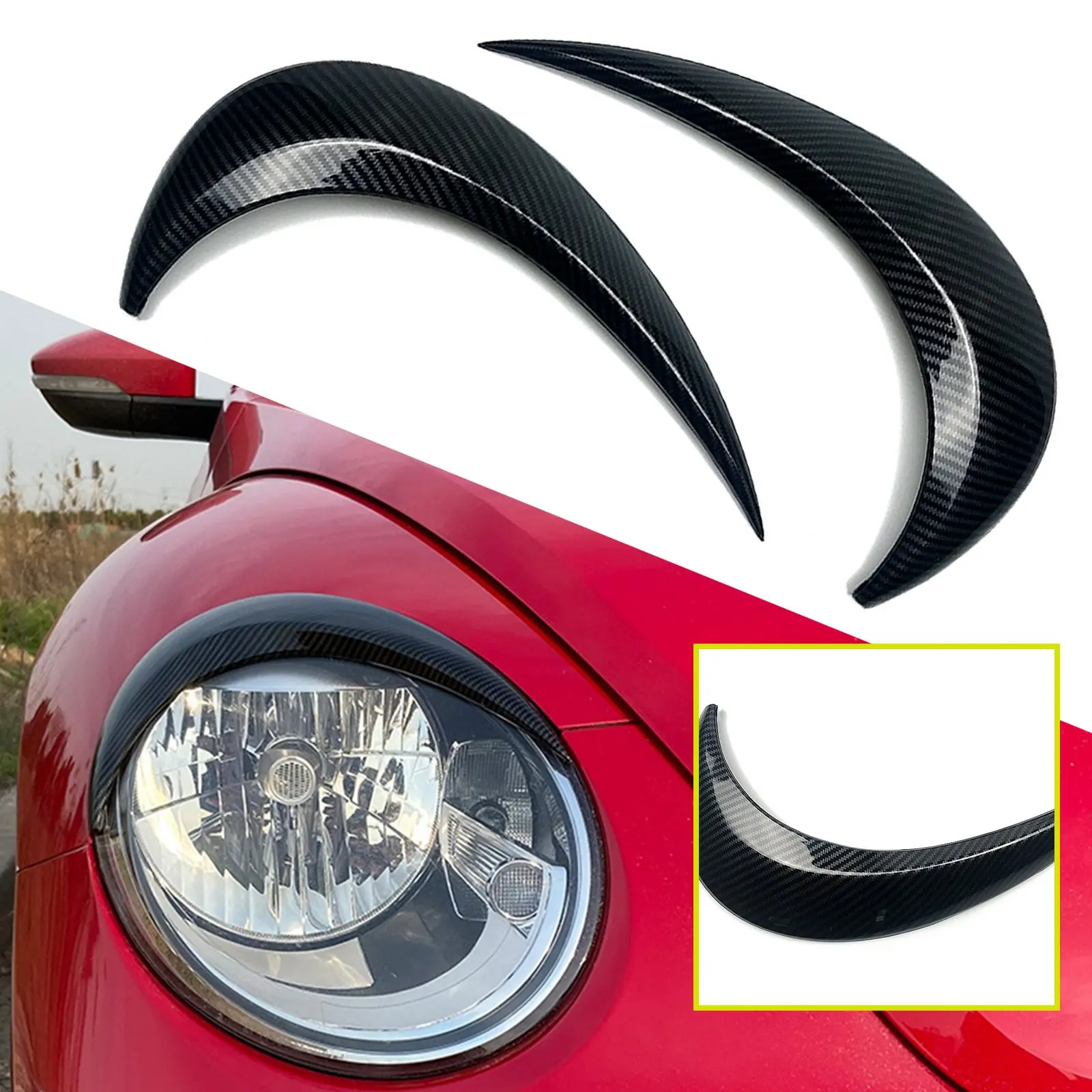 

For 2012-2018 VW Beetle A5 Car Headlamp Headlight Eyebrow Eyelids Cover Trim