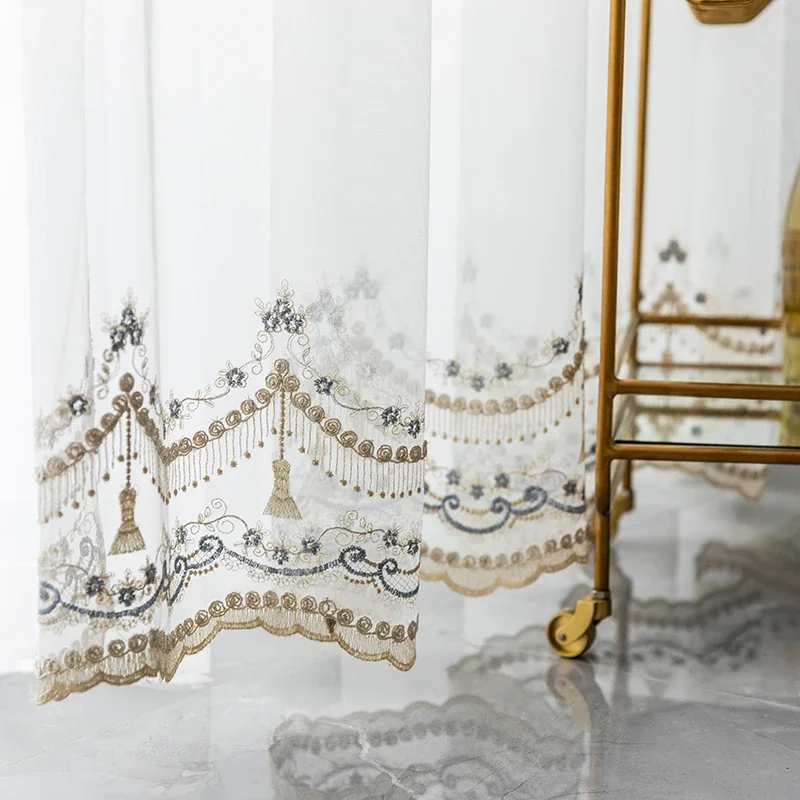 Fashion Embroider Window Screen Curtain for Living Dining Room Bedroom Embroidered High Quality Customize Soft Drape Blackout