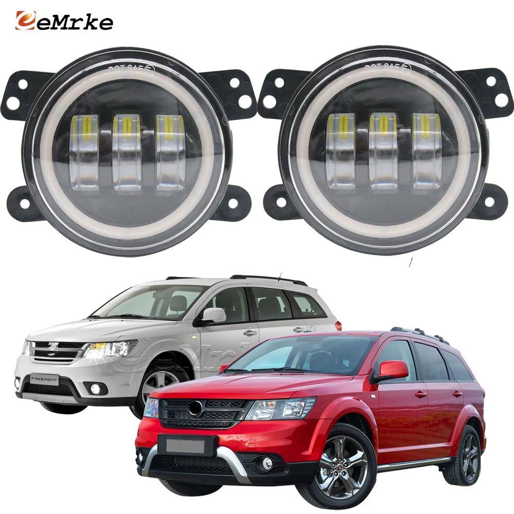 LED Fog Light Assembly PTF with Lens Signal Lights for Fiat Freemont 345 2011-2018 White Angel Eye DRL+ Yellow Turn Signal Light