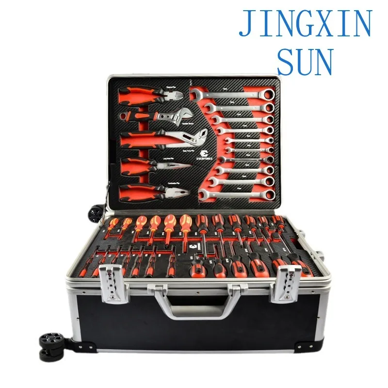 238 pieces aluminum box comprehensive set, auto repair rod multi-functional set, auto parts hardware tools four-layer Daquan