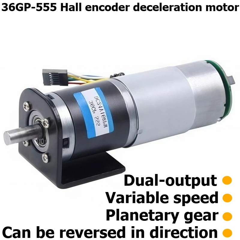 Miniature DC Reduction Motor 12V/24V with Encoder Planetary Gearbox, High Torque 555, Small Motor