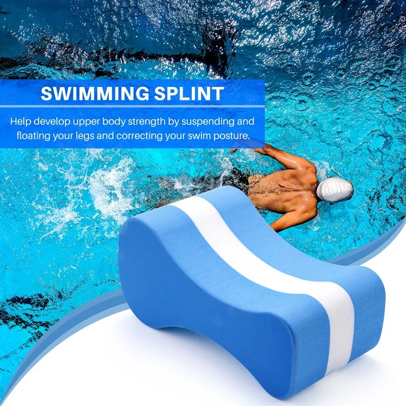 HOT-Foam Pull Buoy Eva Kick Legs Board Kids Adults Pool Swimming Training-Blue+White