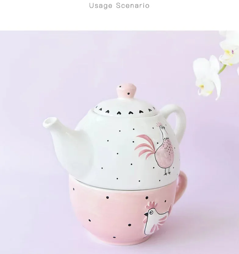 

# Wholesale Easter Ceramic Tea Set Afternoon Tea Cup Pot Pink Gold Chicken Teapot And Cup Tea Set #