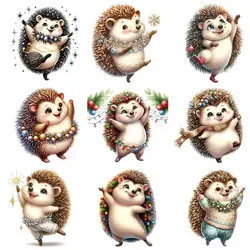 15cm Cute Kids Dance Hedgehog Animal Iron On Heat Transfer Sticker For Clothes Pinted Vinyl Thermal Washable T-Shirt Appliques