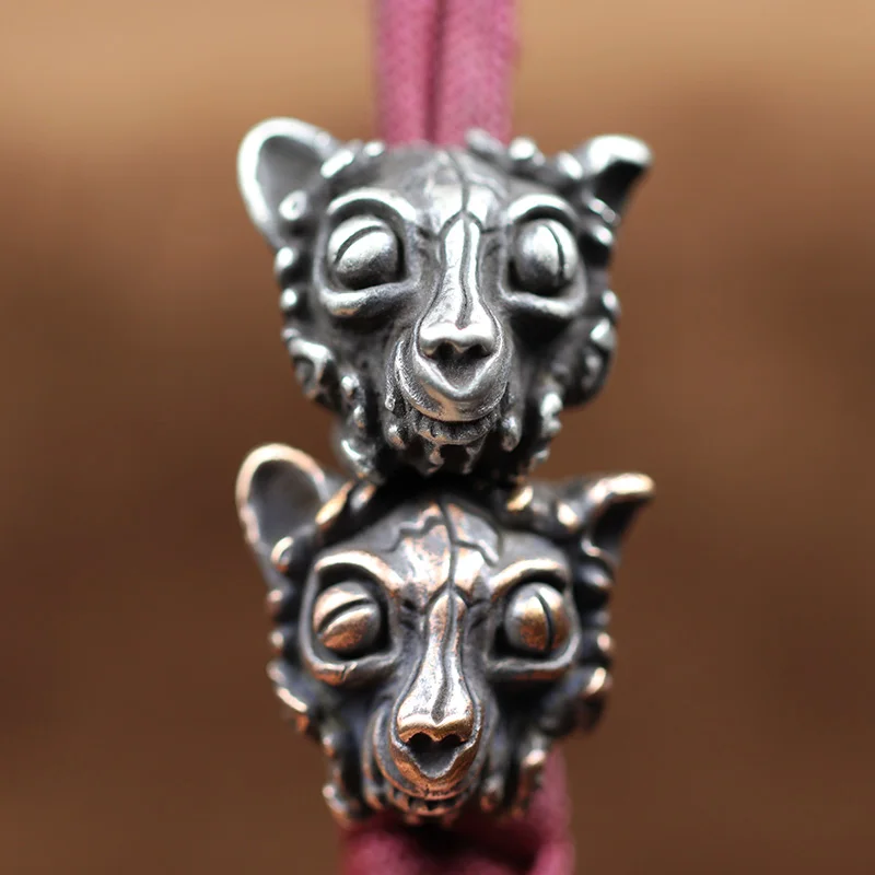 Ghost Cat Skeleton Head Brass Knife Bead EDC Outdoor DIY Paracord Accessories Woven Lanyard Pendant Jewelry Umbrella Rope Charms