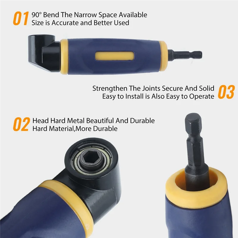 

AT21-Curved Screwdriver 90 Degree Yellow And Blue Drill Bit Attachment Drill Accessory Attachment Extension