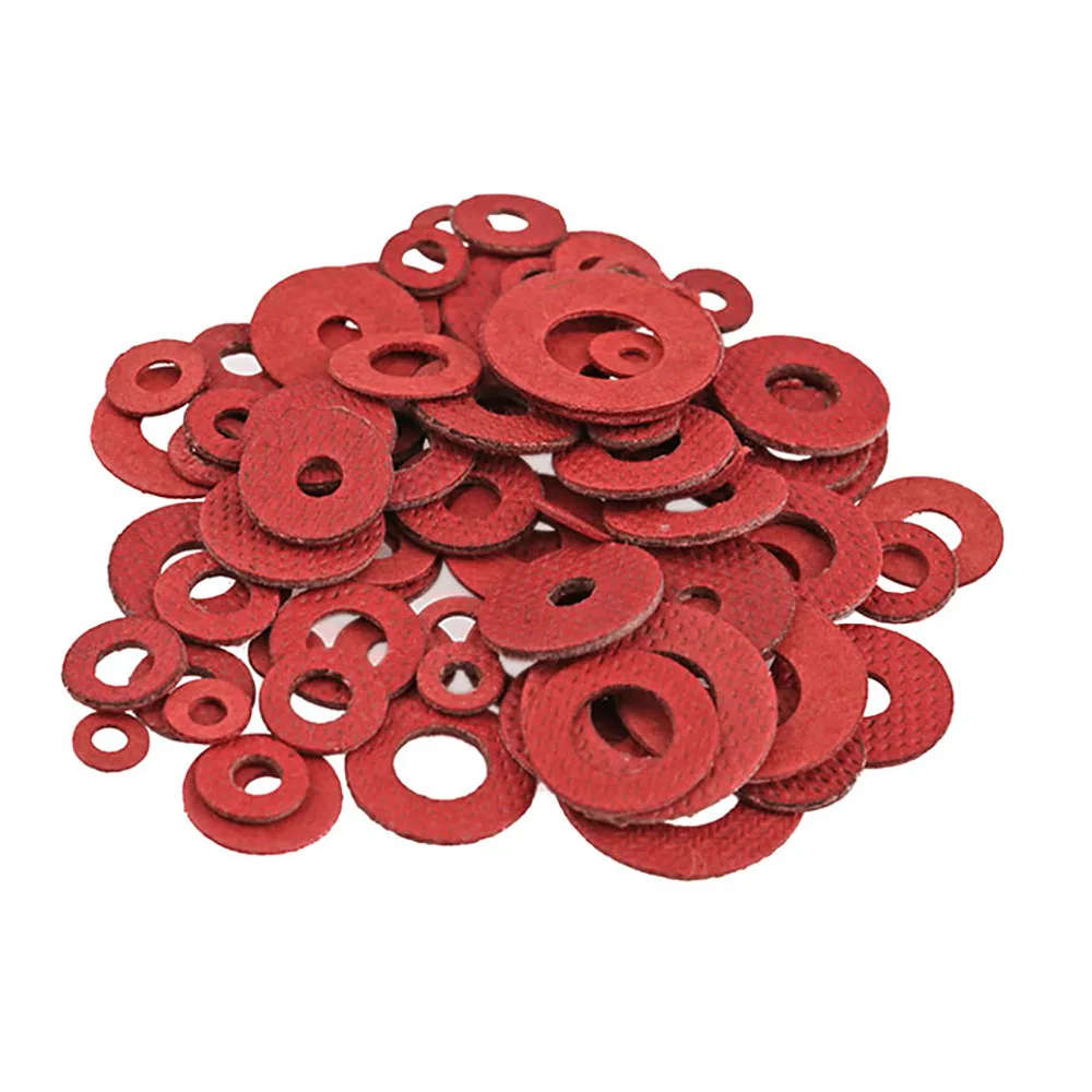 500/100pcs M2 M3 M4 M5 M6 M8 Insulation Washers Paper Meson Plain Gasket Spacer Red Steel Paper Fiber Insulating Flat Washer Pad