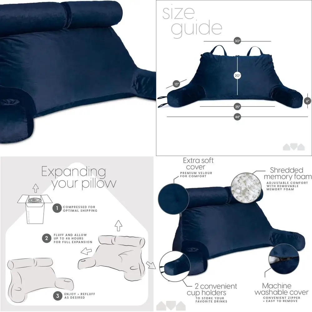 

Подушка для сидения из пены с эффектом памяти для двоих, идеально подходит для чтения и игр со съемным темно-синим чехлом