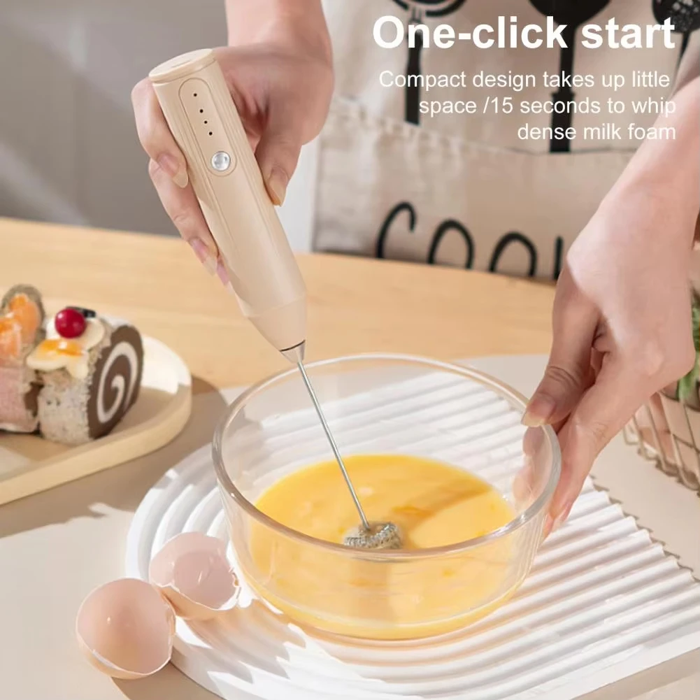 Handheld USB Electric Milk Frother 3-Speed Wireless Coffee Frothing Machine Multifunctional Kitchen Mixer Food Beater