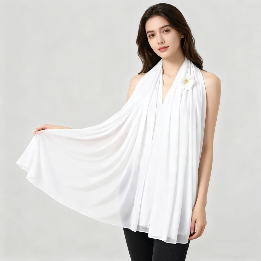 

Женский шарф-хиджаб из джерси и булавки с цветами, мусульманские боль, однотонные длинные шали, исламский мягкий платок, повязки на голову, банданы Bufanda, новинка