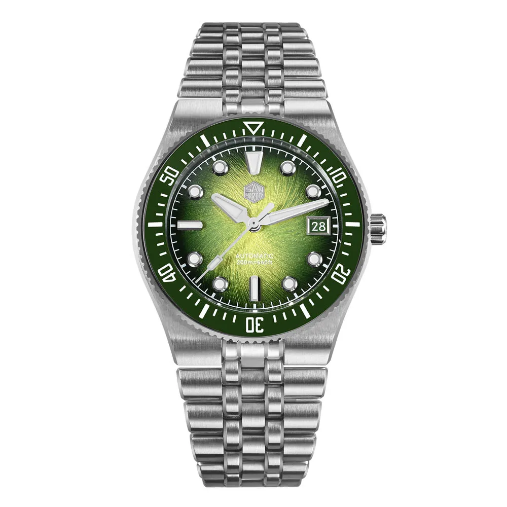 San Martin 40mm Enamel Spiral Dial Integrated Bracelet Men Diver Watch Miyota 9015 Automatic Mechanical Waterproof 200m SN0148 image 3