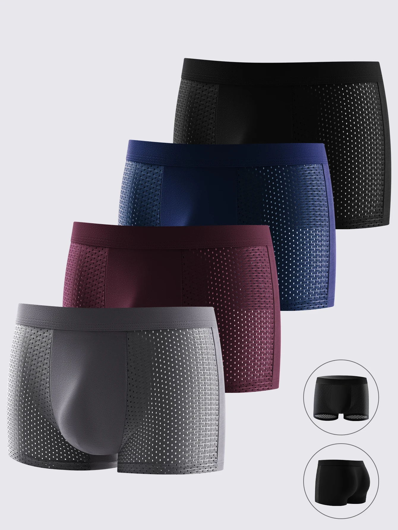 

4-Pack Men's Underwear Breathable Comfortable Mesh Fashionable Boxer Shorts for All Seasons Sports And Casual Wear