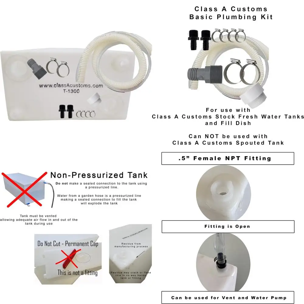 Tanque de água alfandegário de 13 galões classe A de grande capacidade com kit de encanamento completo T-1300-BPK