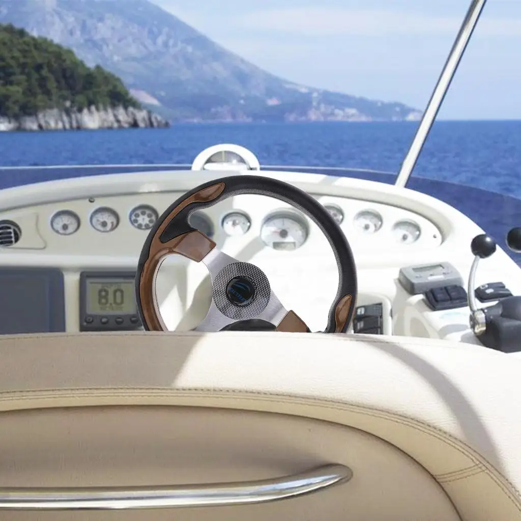 

Universal Aluminum Alloy Marine Boat Steering Wheel with 3/4 Inch Hub for Yacht Pontoon Accessories