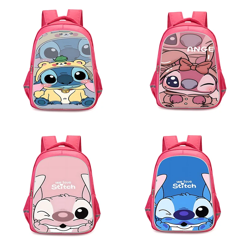 Child Backpacks Cute anime couple Stitch Girls Student Birthday Gift School Bags Camping Durable Rucksack